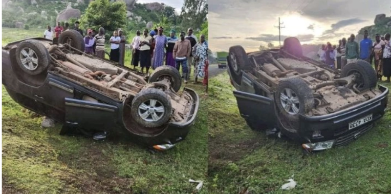 The vehicle of KNUT SG Collins Oyuu at the scene of the accident.